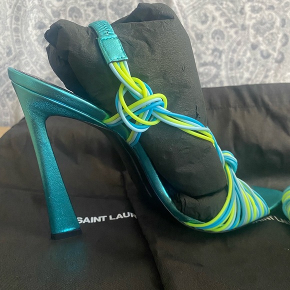 YSL Saint Laurent Gippy Multicolor Strappy Knot Patent Leather Sandal 39.5- 9 - Picture 10 of 11